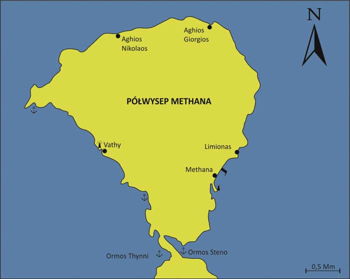 Mapka półwyspu Methana