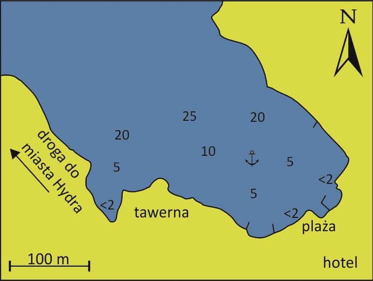 Hydra Zatoka Mandraki mapa