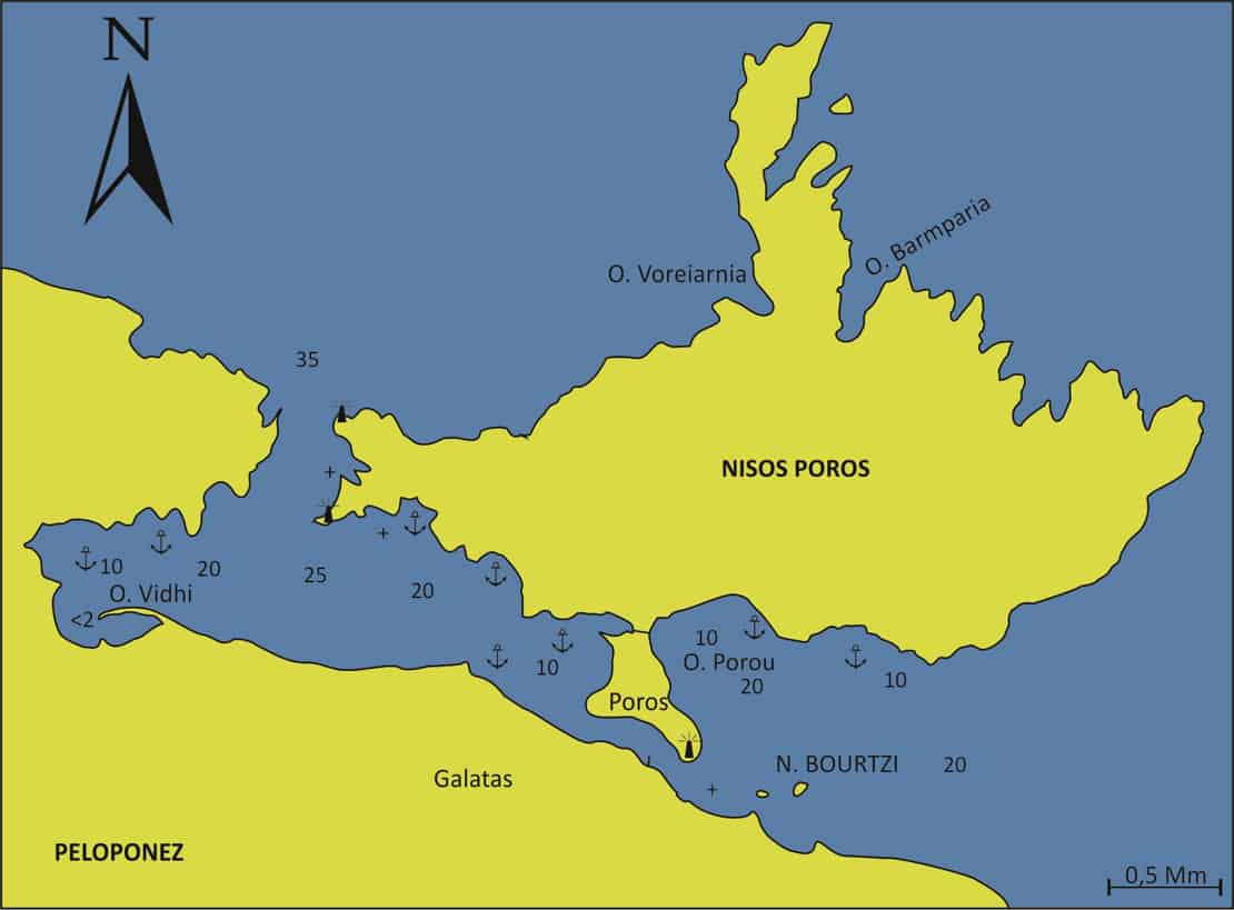 Wyspa Poros mapa