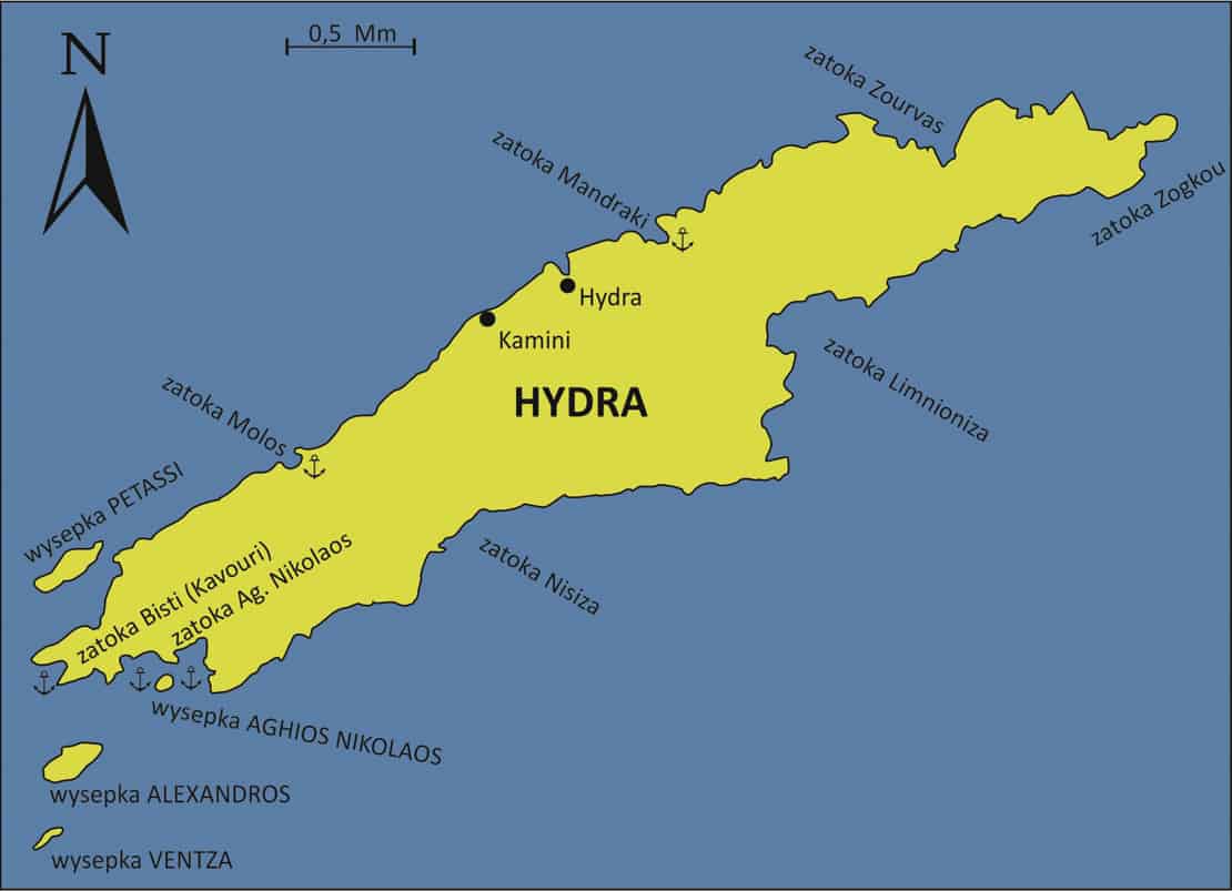 Wyspa Hydra mapa