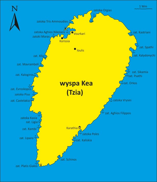 Wyspa Kea mapka