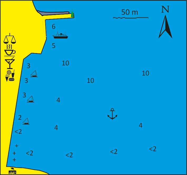 mapka port Korissia na Kea