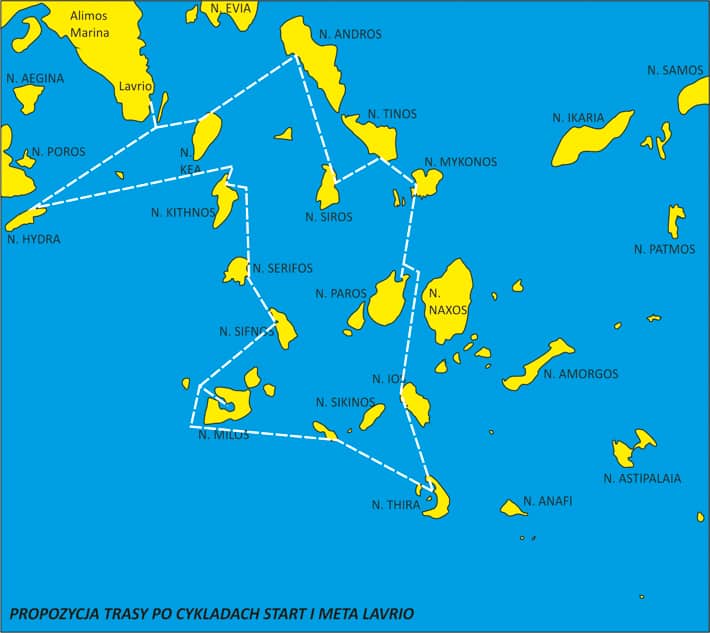 Trasa rejsu z Lavrio po Cykladach