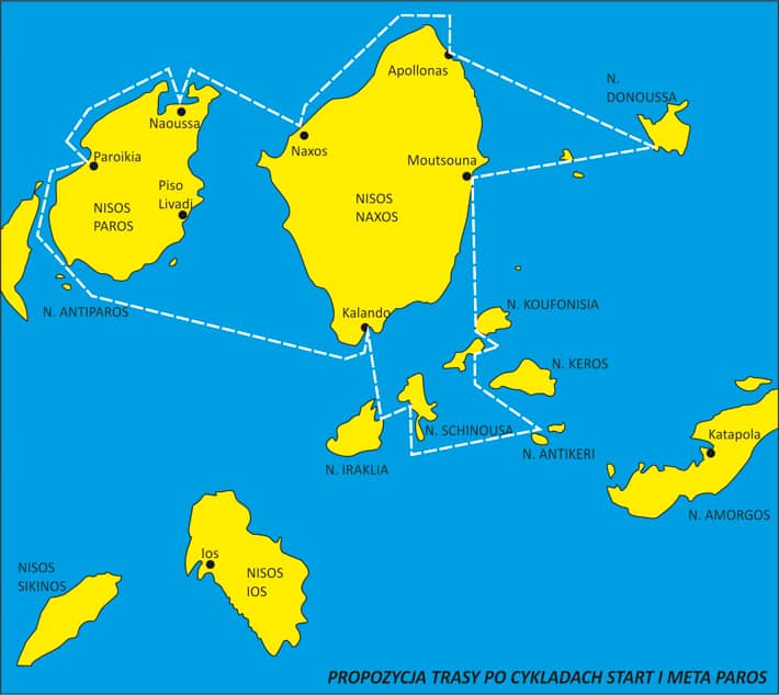 Trasa rejsu z Paros po Cykladach