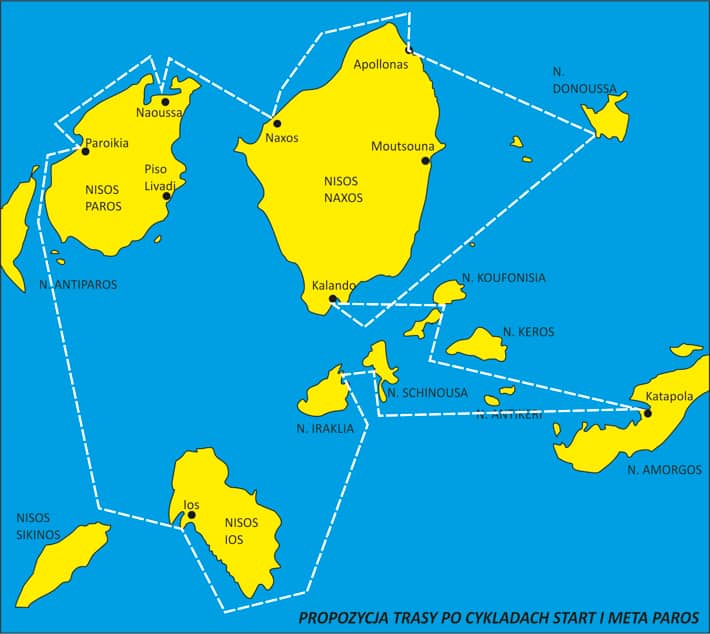 Trasa rejsu z Paros po Cykladach
