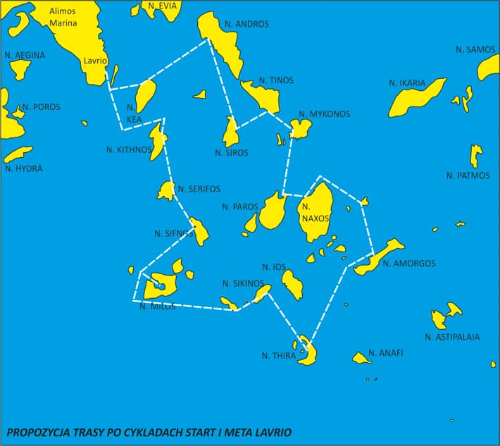 Trasa rejsu z Lavrio po Cykladach