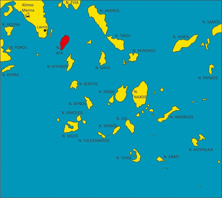 wyspa kea mapka cyklady