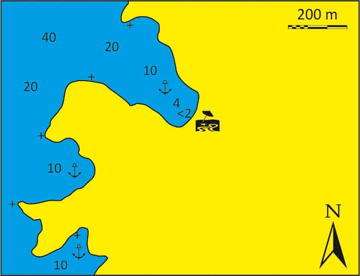 Mapa zatoki Msvriana Stifo na wyspie Kithnos