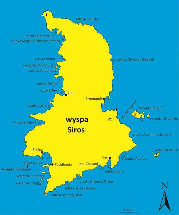 wyspa Syros mapka Cyklady