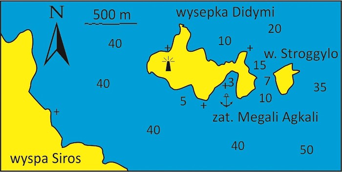 Wysepka Didymi mapka koło Syros