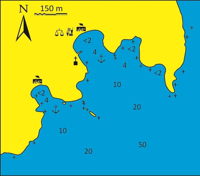 Mapka zatoki Megalos Gialos na Syros