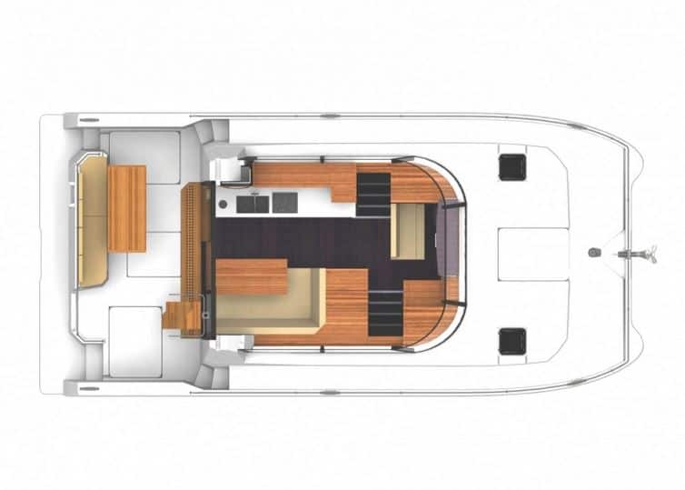 Rysunek wnętrza jachtu MY37 ze stoczni Fountaine Pajot