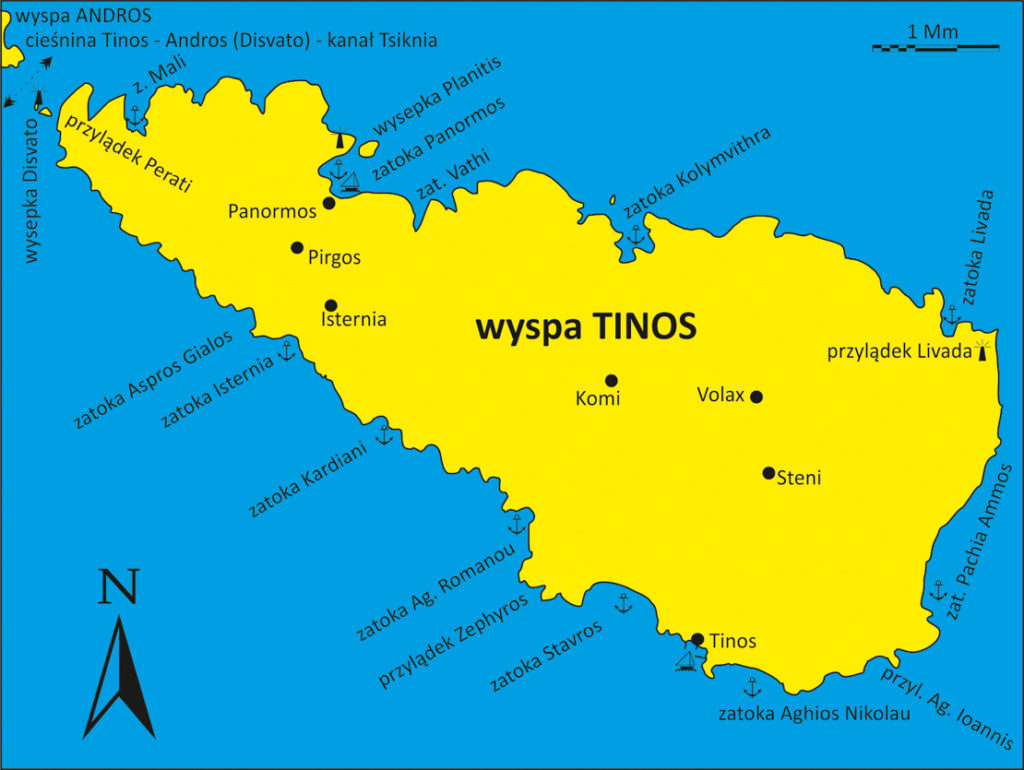 wyspa Tinos Cyklady mapka