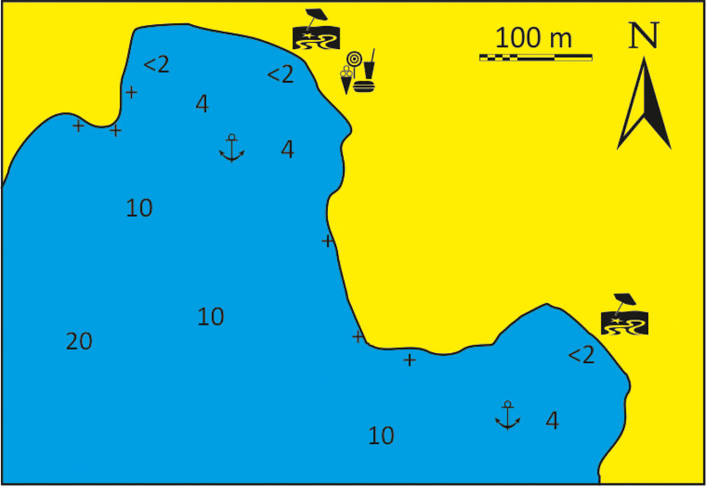 Zatoka Kardiani mapka wyspa Tinos