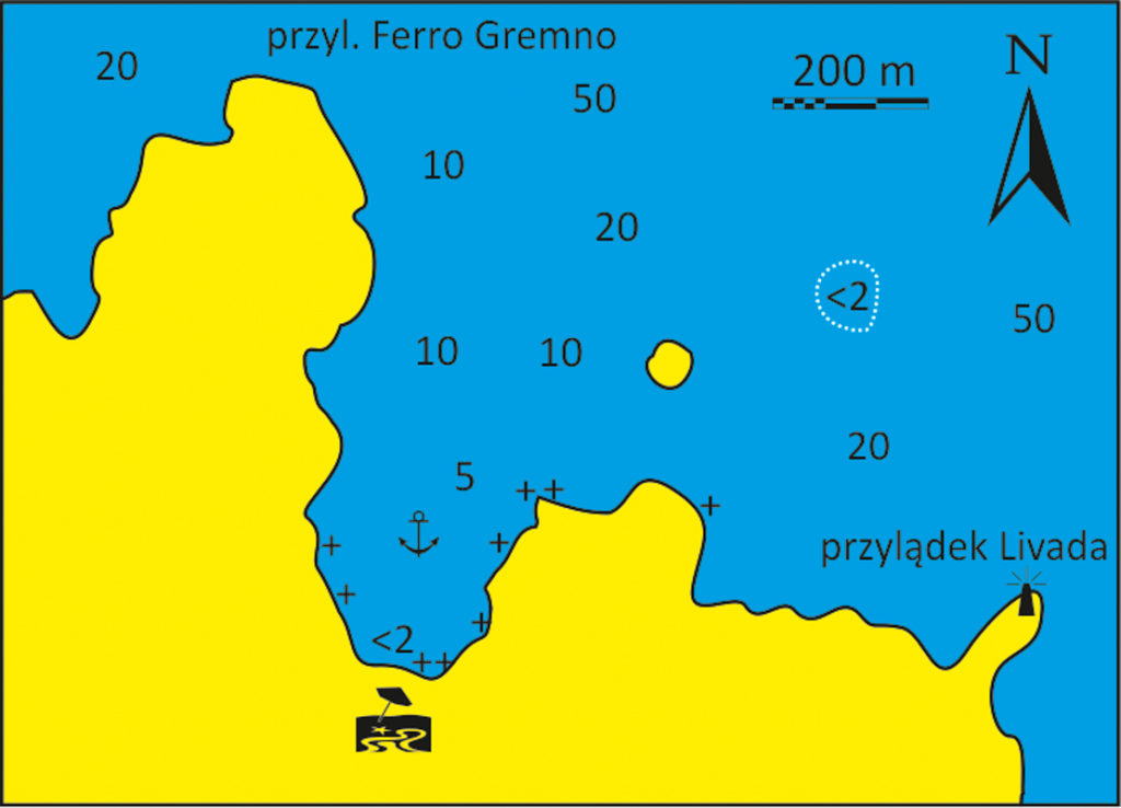 Mapka zatoka Livada na Tinos