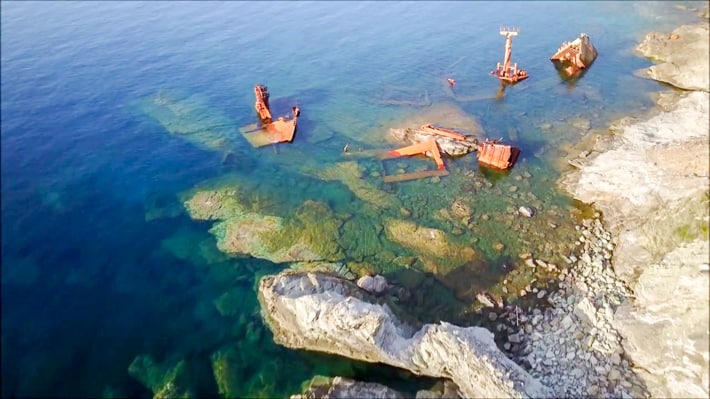 Pozostałości wraku, zatoka Vori Andros