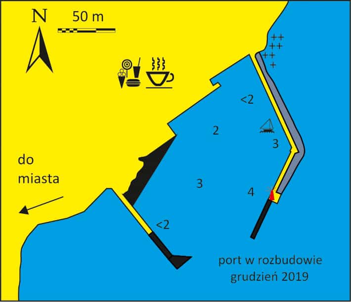 Kortiou port na wyspie Andros mapka