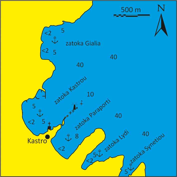 Kotwicowisko zatoka Kastro Andros mapka