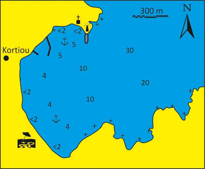 Zatoka Kortiou mapka