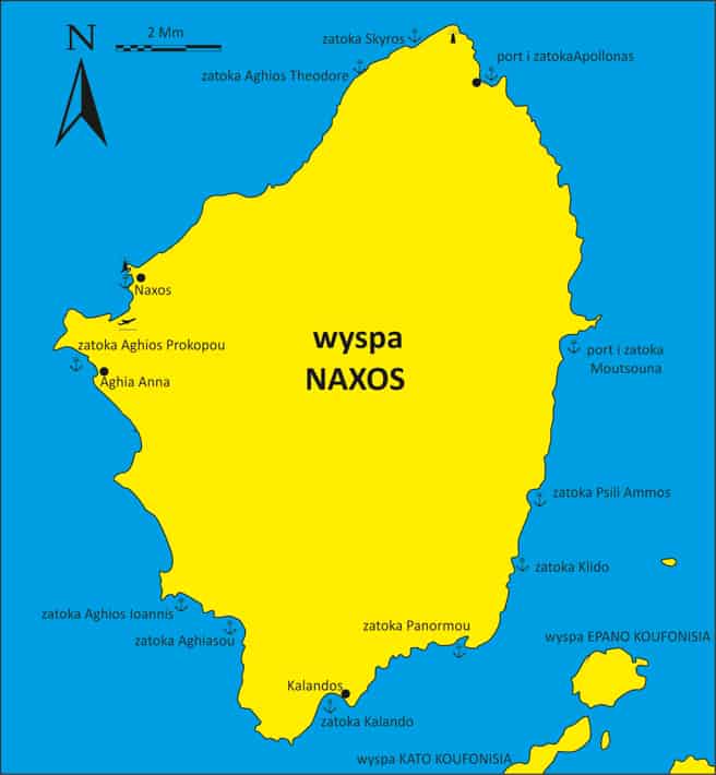 mapka wyspa Naxos Grecja