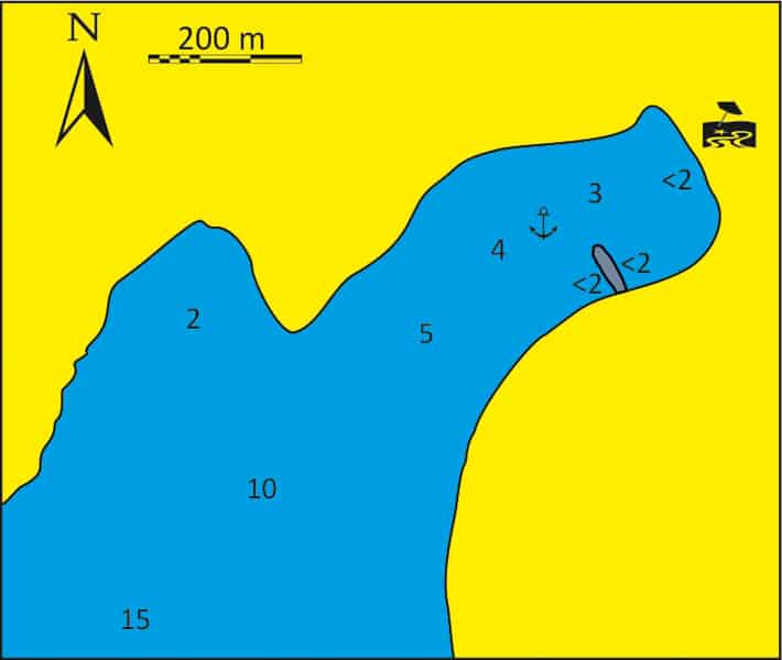Mapka Zatoki Panormou na Naxos