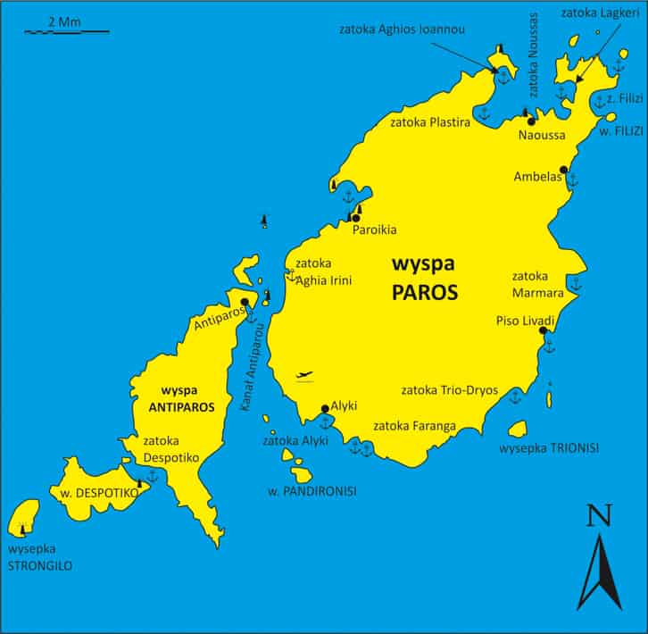 Mapka Paros i Antyparos