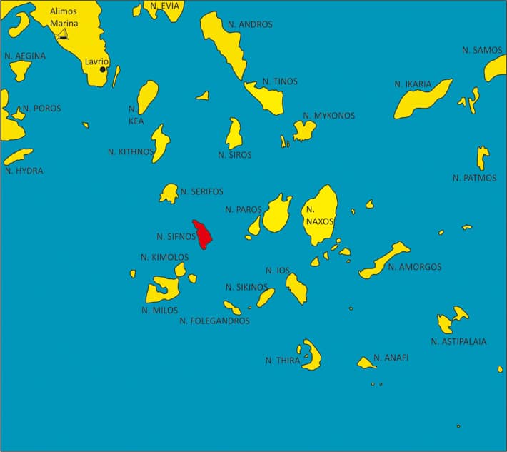 mapka Cyklady wyspa Sifnos