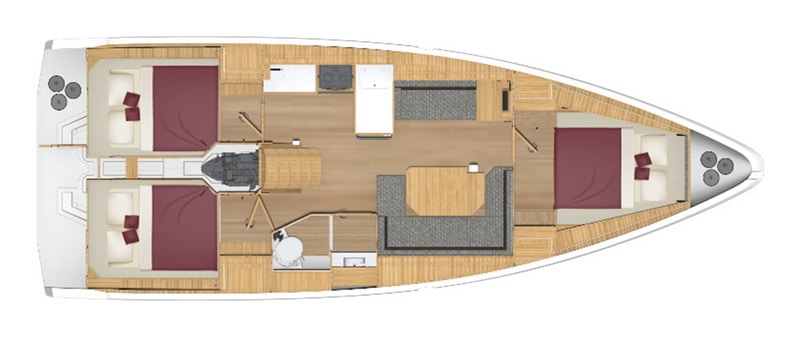 bavaria C 38 3 kabiny wnetrze jachtu