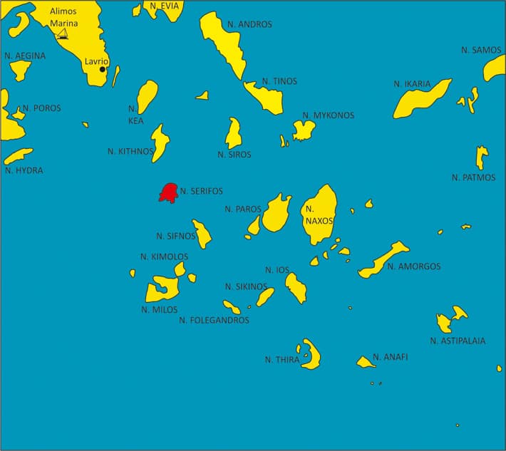 mapka Cyklad i Serifos