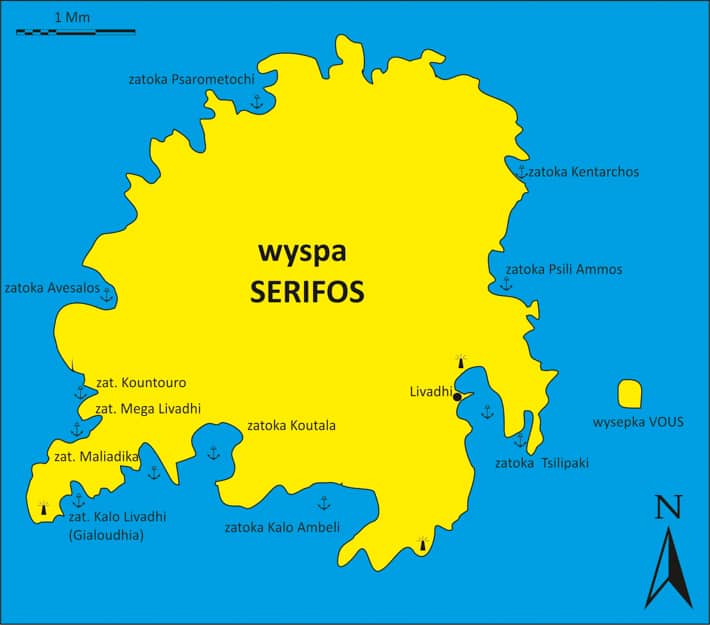 Serifos wyspa mapka