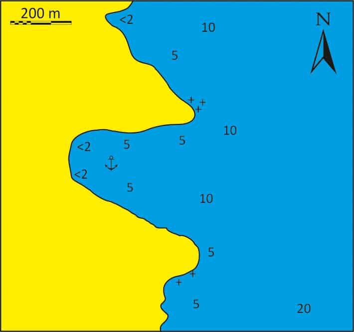 mapka zatoki Kentarchos na Serifos