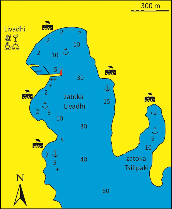 mapka Zatoki Livadi i Tsilipaki