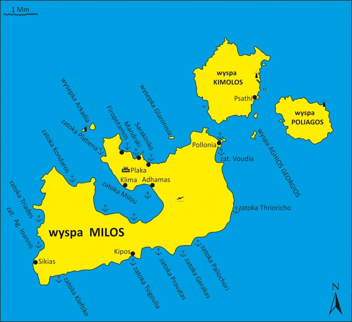 Wyspa Milos mapka