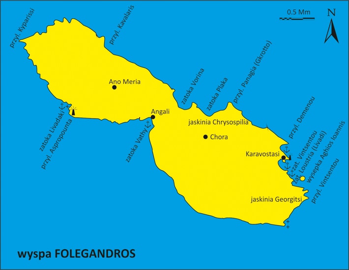 Mapa wyspy Folegandros