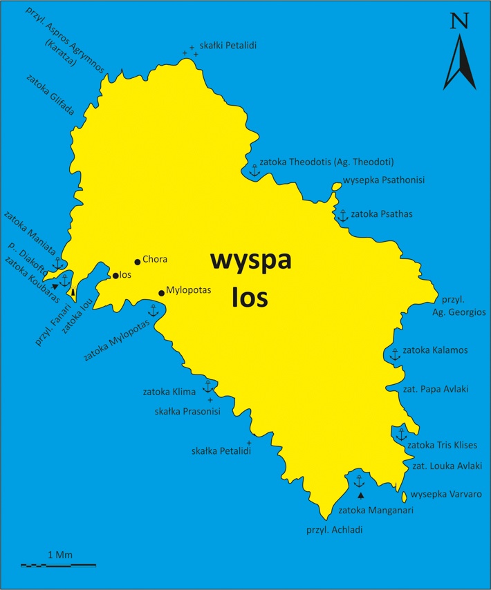 mapa wyspy Ios