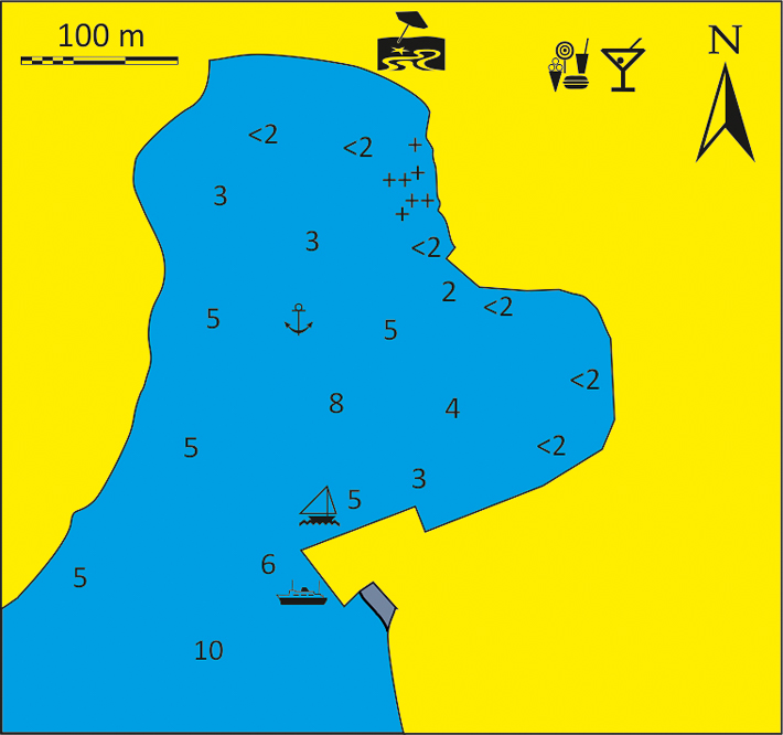 mapka portu Mersini na wyspie Schinousa