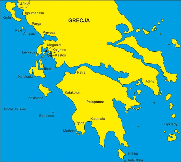 Grecja mapka Morze Jońskie