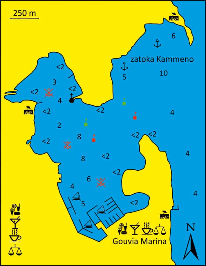 Zatoka Gouvia Korfu mapka