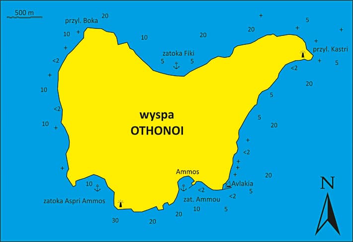 Wyspa Othonoi mapka