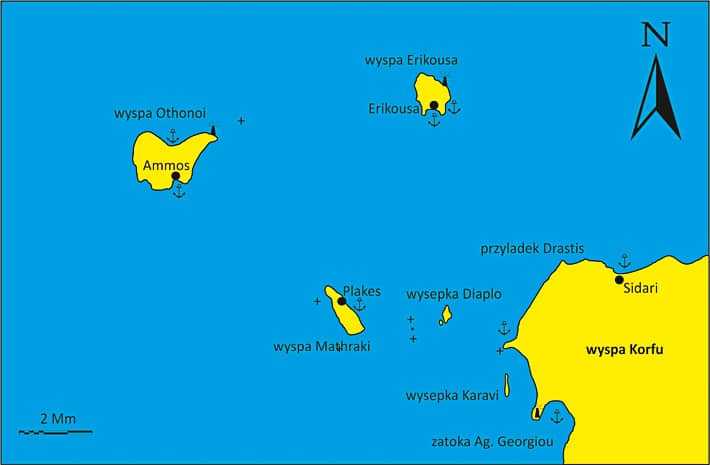 Wyspy Diapontia mapka