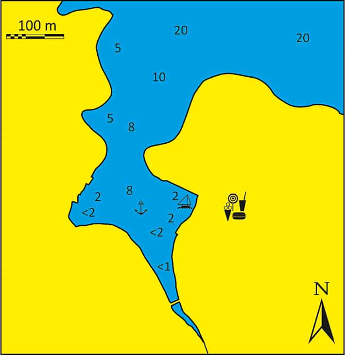 Zatoka Spuzzo na wyspie Paxi mapa