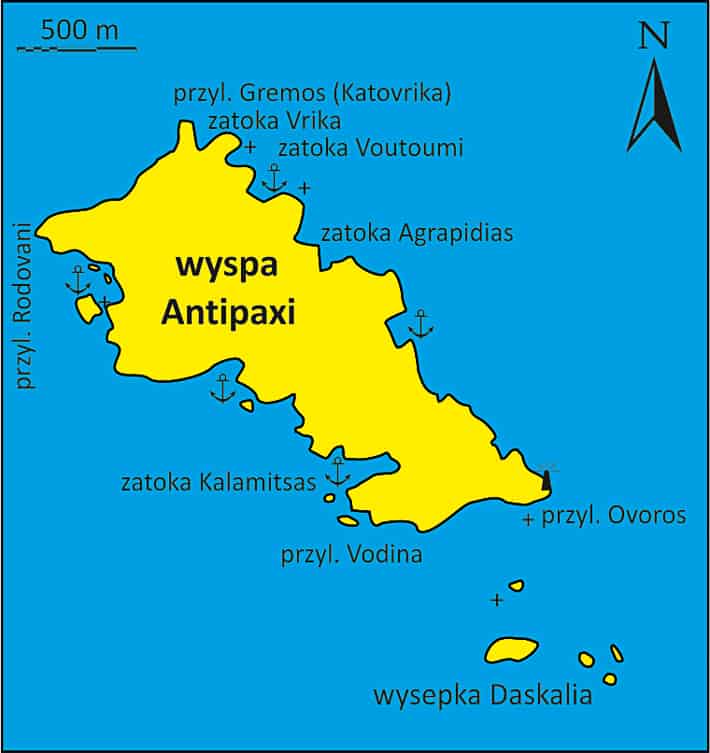Mapa wyspa Antipaxi