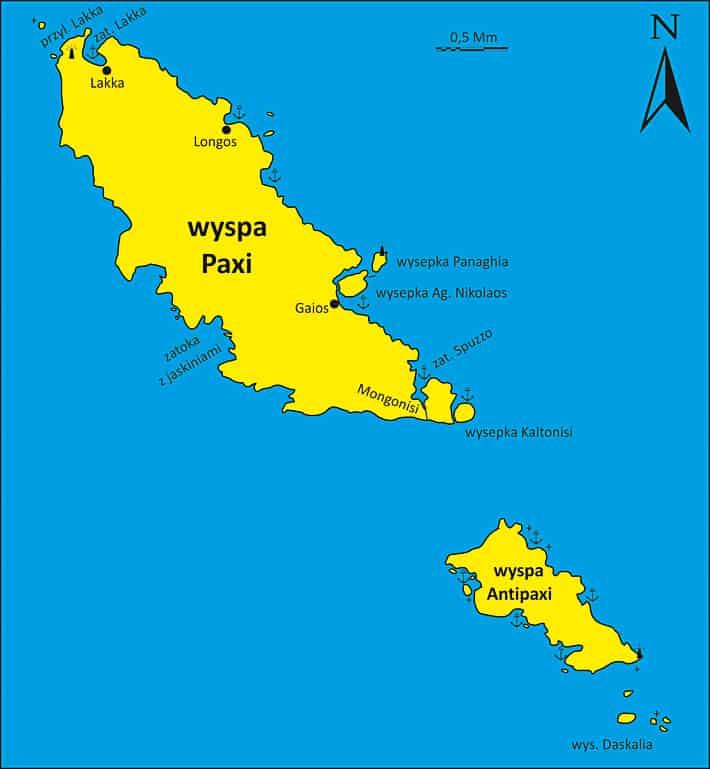 Wyspa Paxi i Antipaxi mapa
