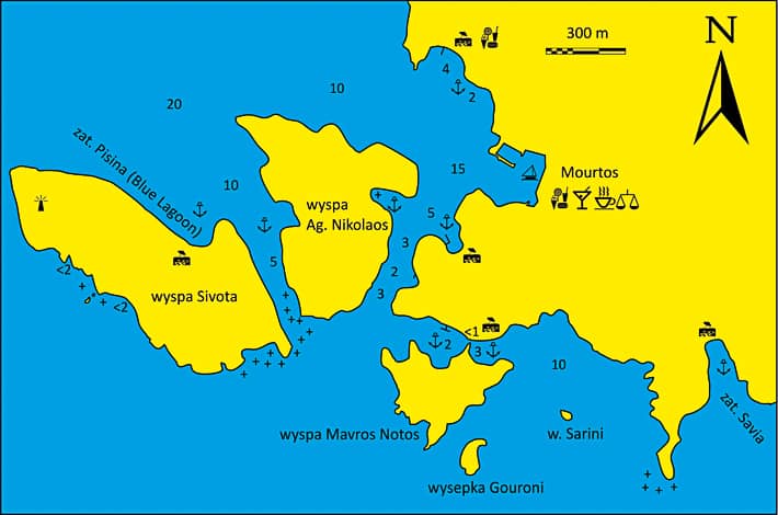 mapka zatoczek Mourtas Sivota