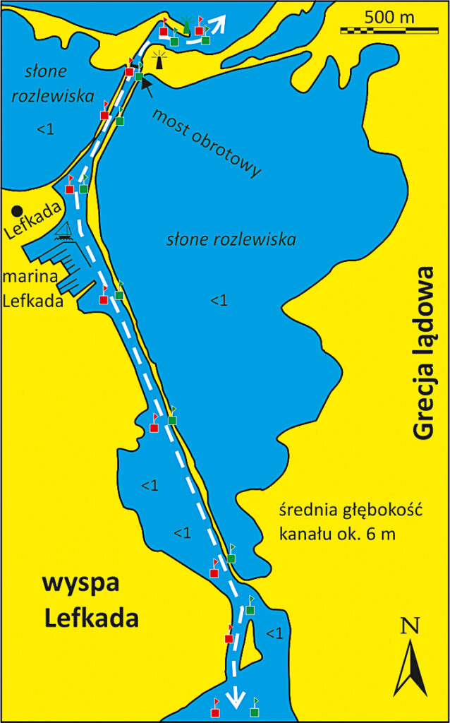 Kanał Lefkada mapka
