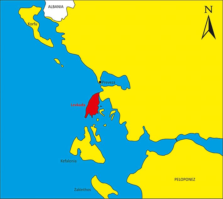 mapka Lefkada i wyspy morza jońskiego