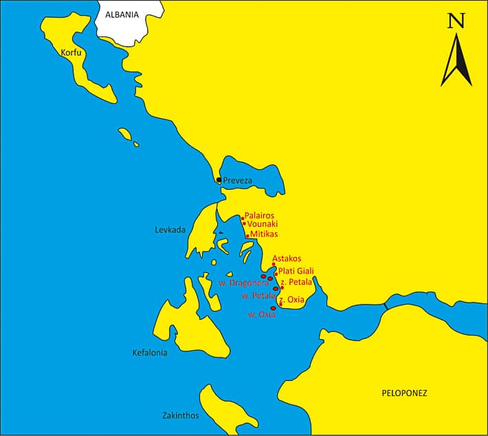wybrzeże Morza Jońskiego od Levkady do Zatoki Patraska