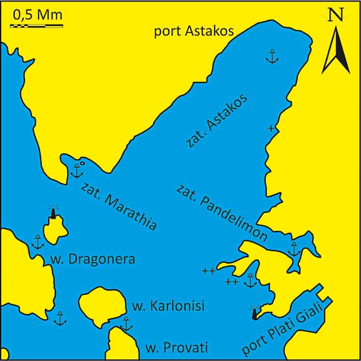 mapka zatoki Astakos