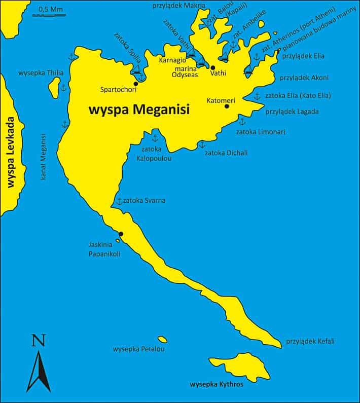 mapka wyspy Meganisi
