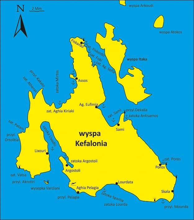 wyspa Kefalonia mapka